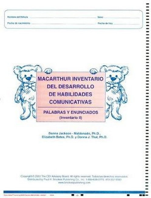 Macarthur Communicative Development Inventories (Cdis) Inventario II: Palabras y Enunciados (Package of 25)