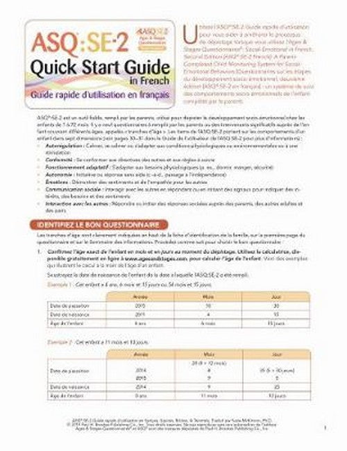 Ages & Stages Questionnaires: Social-Emotional (ASQ:SE-2) Quick Start Gu