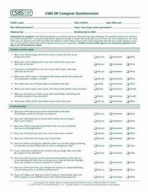 CSBS DP (TM) Caregiver Questionnaires