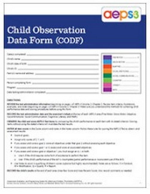 AEPS®-3 Child Observation Data Form